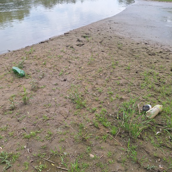 Waste on Strei river, Hunedoara county, Romania